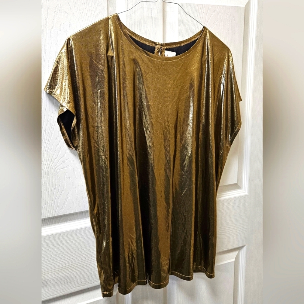 Metallic Gold Party Tops ,Plus Size